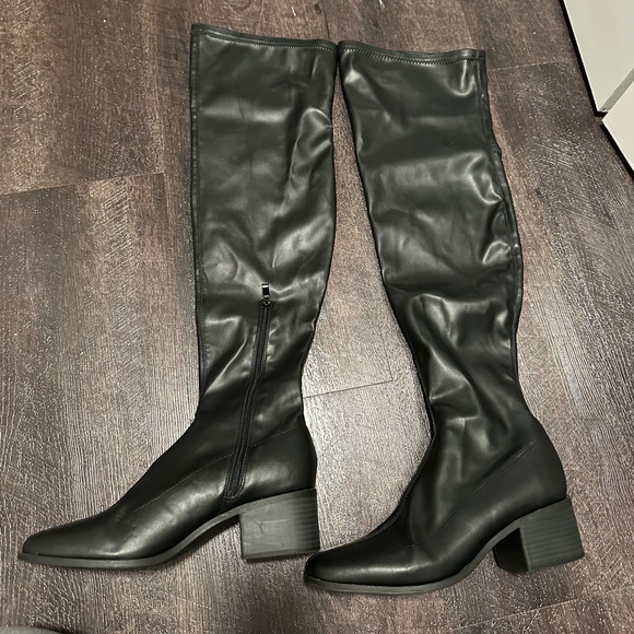 Faux Leather Over The Knee Boots - Picture 2 of 6